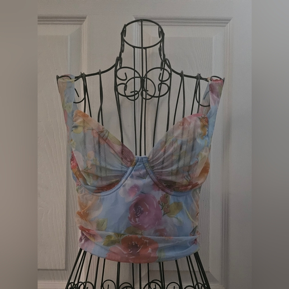 Windsor Floral Bandeau Style Crop Top - Picture 1 of 7
